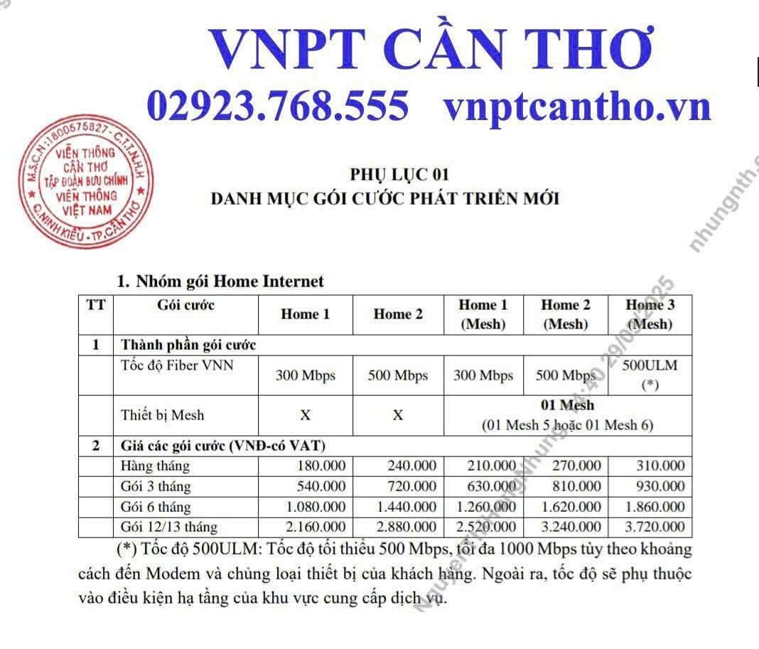 Lắp mạng wifi internet VNPT Cần Thơ